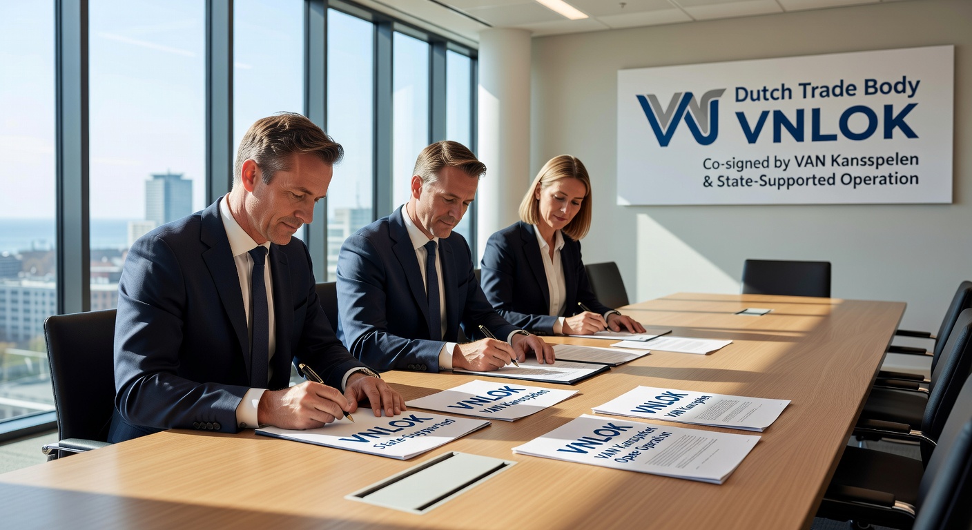 Afbeelding van een overleg tussen goksectorvertegenwoordigers en overheidsfunctionarissen over belastingbeleid