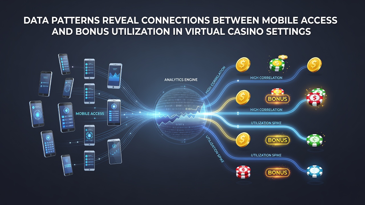 Grafieken en datapunten die mobiele casinoactiviteit en bonuspatronen visualiseren