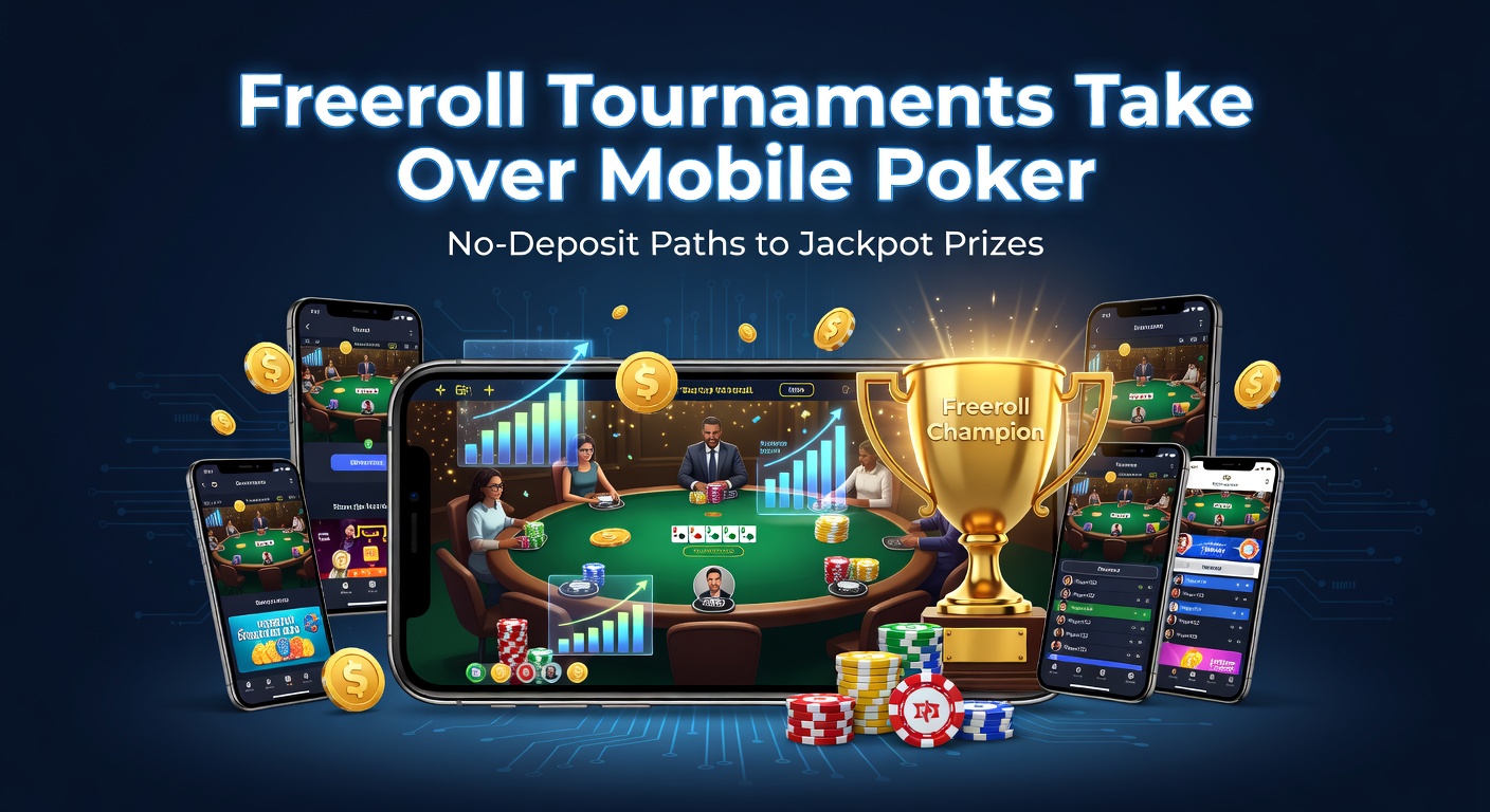 Speler wint groot in freeroll toernooi op mobiele poker app, met jackpotprijs en vreugdevolle uitdrukking