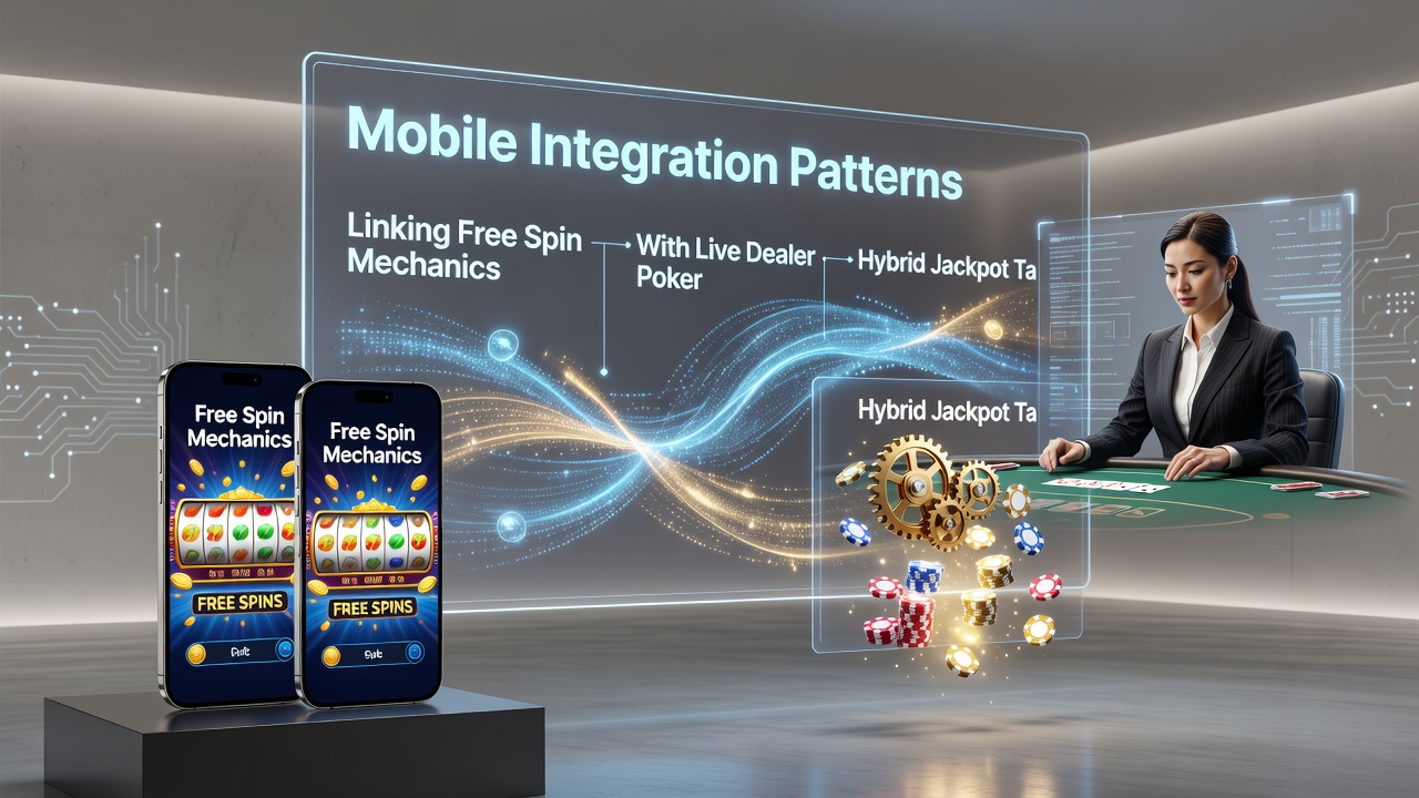 Hybride jackpot tafel integratie in mobiele casino applicatie met live dealer en free spins