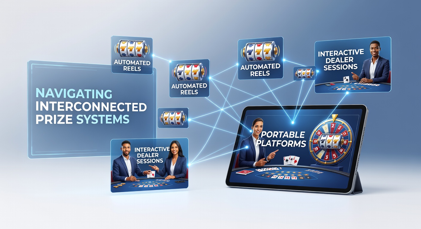 Mobiele casino interface met verbonden reels en live dealer sessies