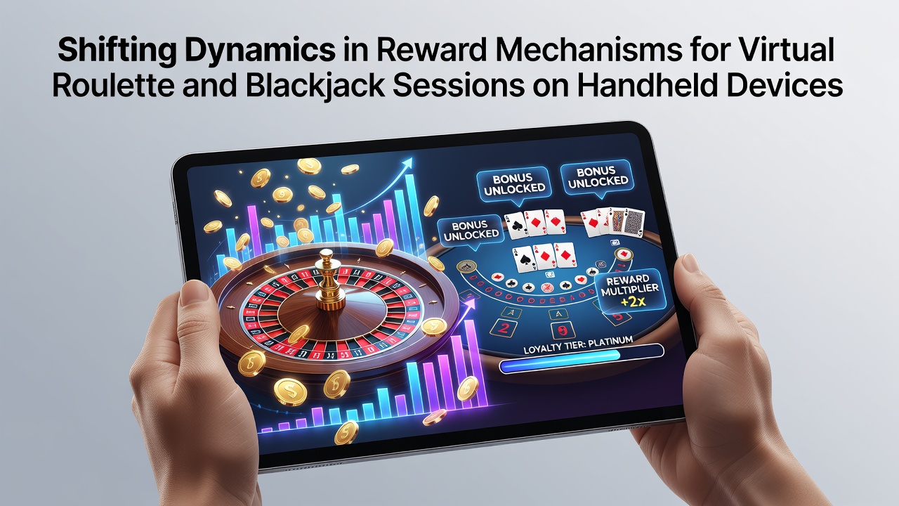Mobiele interfaces tonen realtime beloningen tijdens virtuele roulette en blackjack sessies op handheld devices