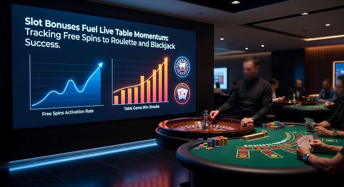 Live blackjack-tafel met dealer die kaarten deelt, terwijl slot-schermen met free spins-winsten op de achtergrond flitsen